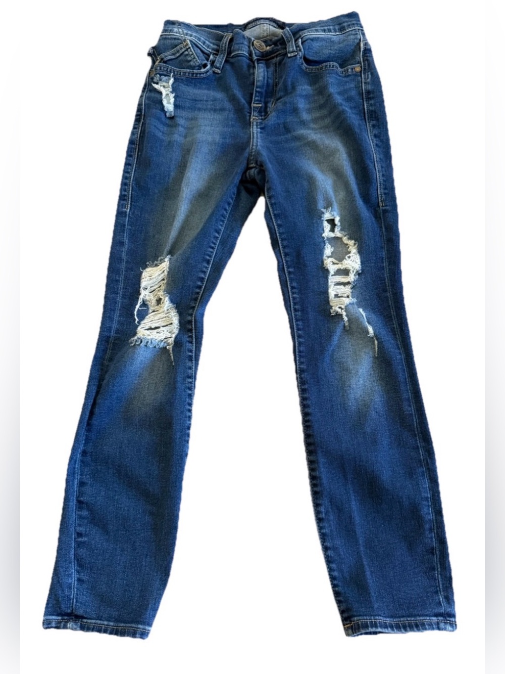 Rock & Republic KASHMIERE CROP Distressed Mid Rise Blue Denim Jeans Size 4 27x24